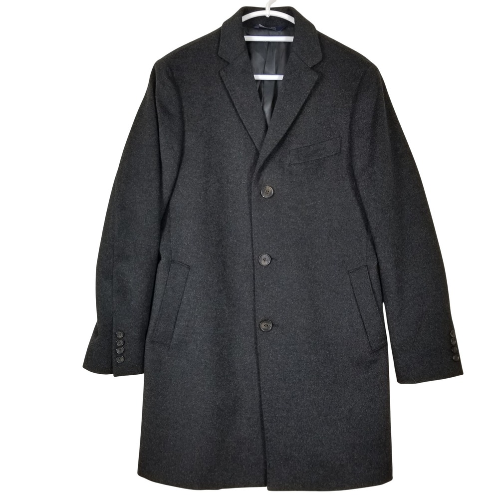 Cardinal of Canada Mens Charcoal Grey Wool Cashmere Blend Overcoat 38R 759S26